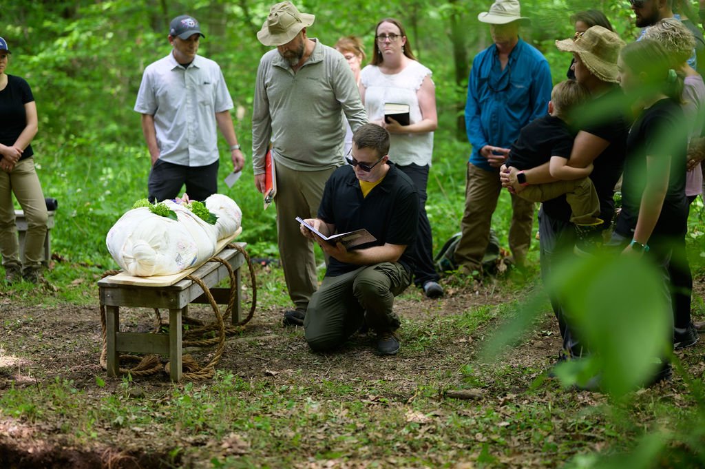  A family celebrates the life of their loved one in a meaningful way at a burial at Larkspur’s grounds. 