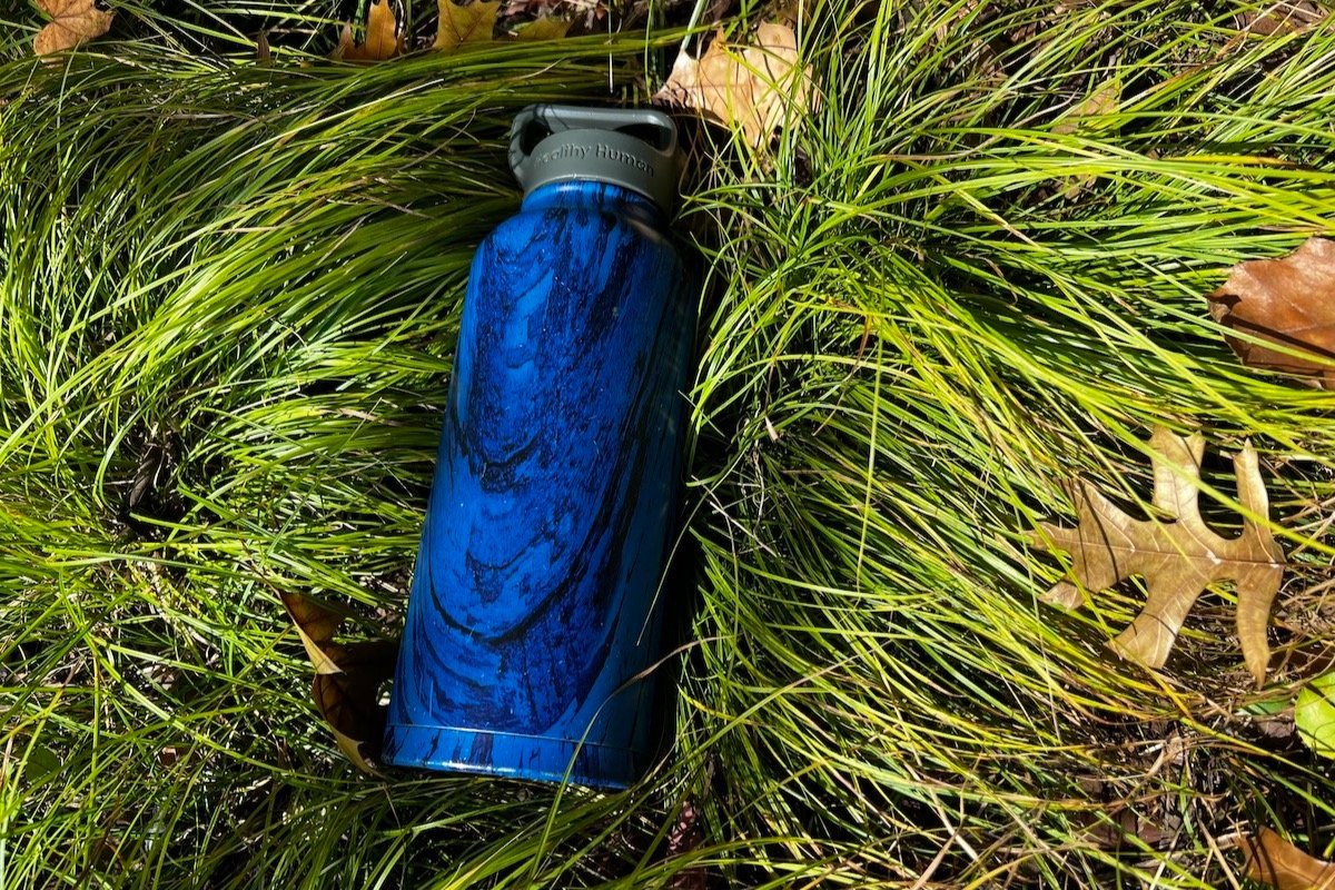Water bottle in grass